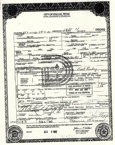 Jack ruby death certificate - jack,